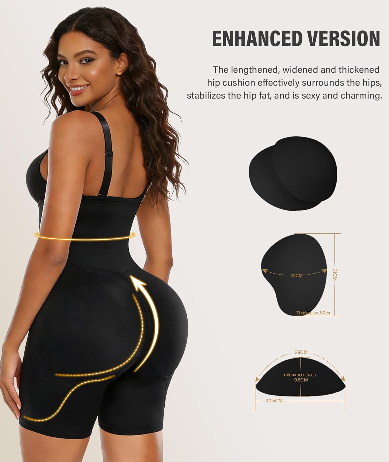 Fajas Colombianas Moldeadoras Bodysuits For Women Tummy Control Butt Lifting Shapewear with Butt Pads