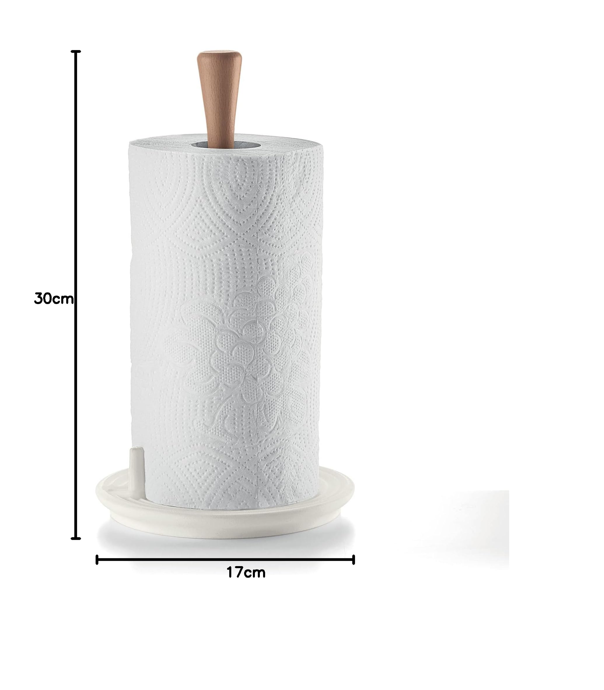 Guzzini - Tierra, Roll&Tear, Portarotolo Universale da Cucina in Plastica Riciclata - Bianco Latte, Ø 17xh 30,4 cm - 180200156