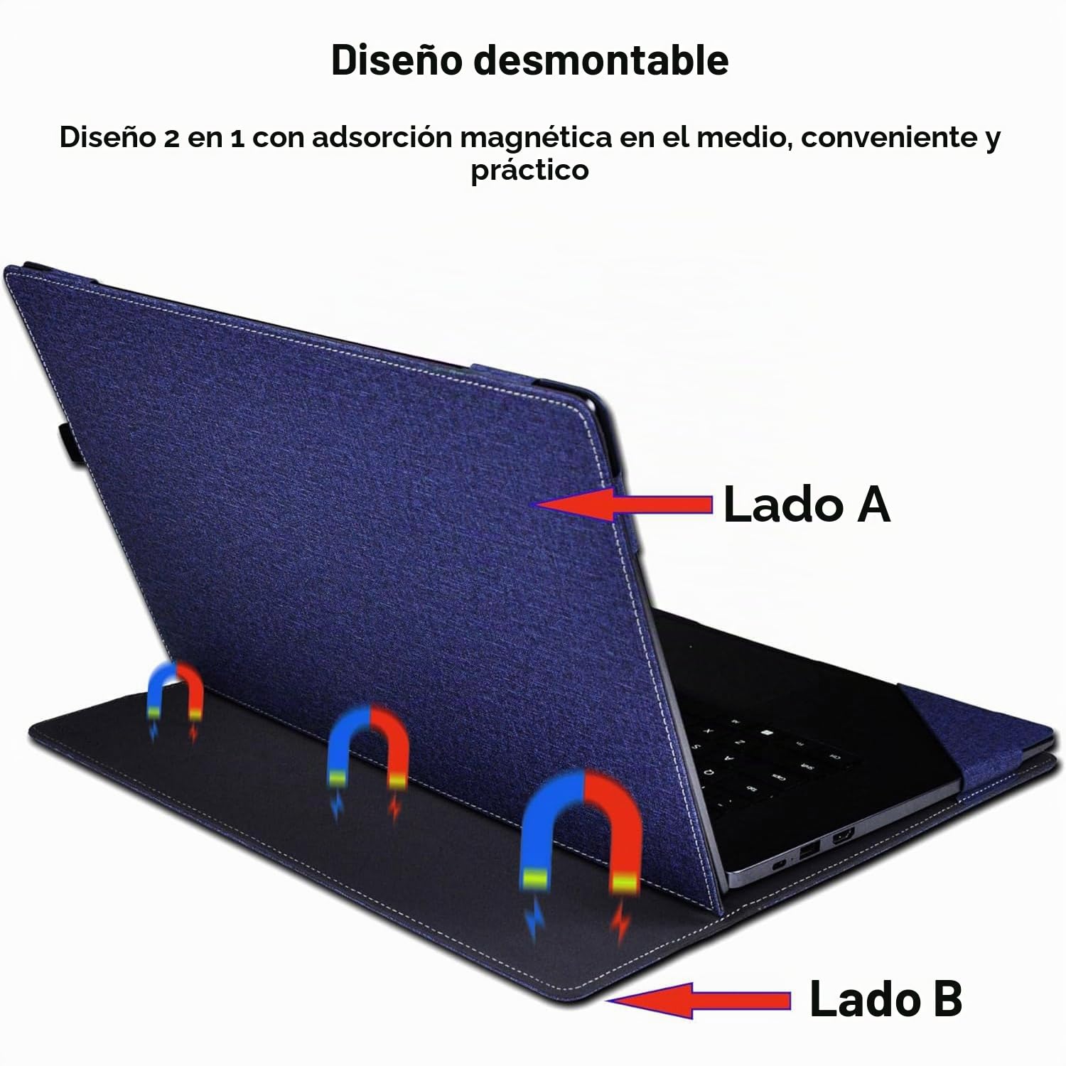 Funda para portátil Samsung Galaxy Book 4/5 Pro 360 y Book4 Ultra y Book 4 Pro/Edge, funda protectora 2 en 1 de piel sintética con soporte para bolígrafo (azul)