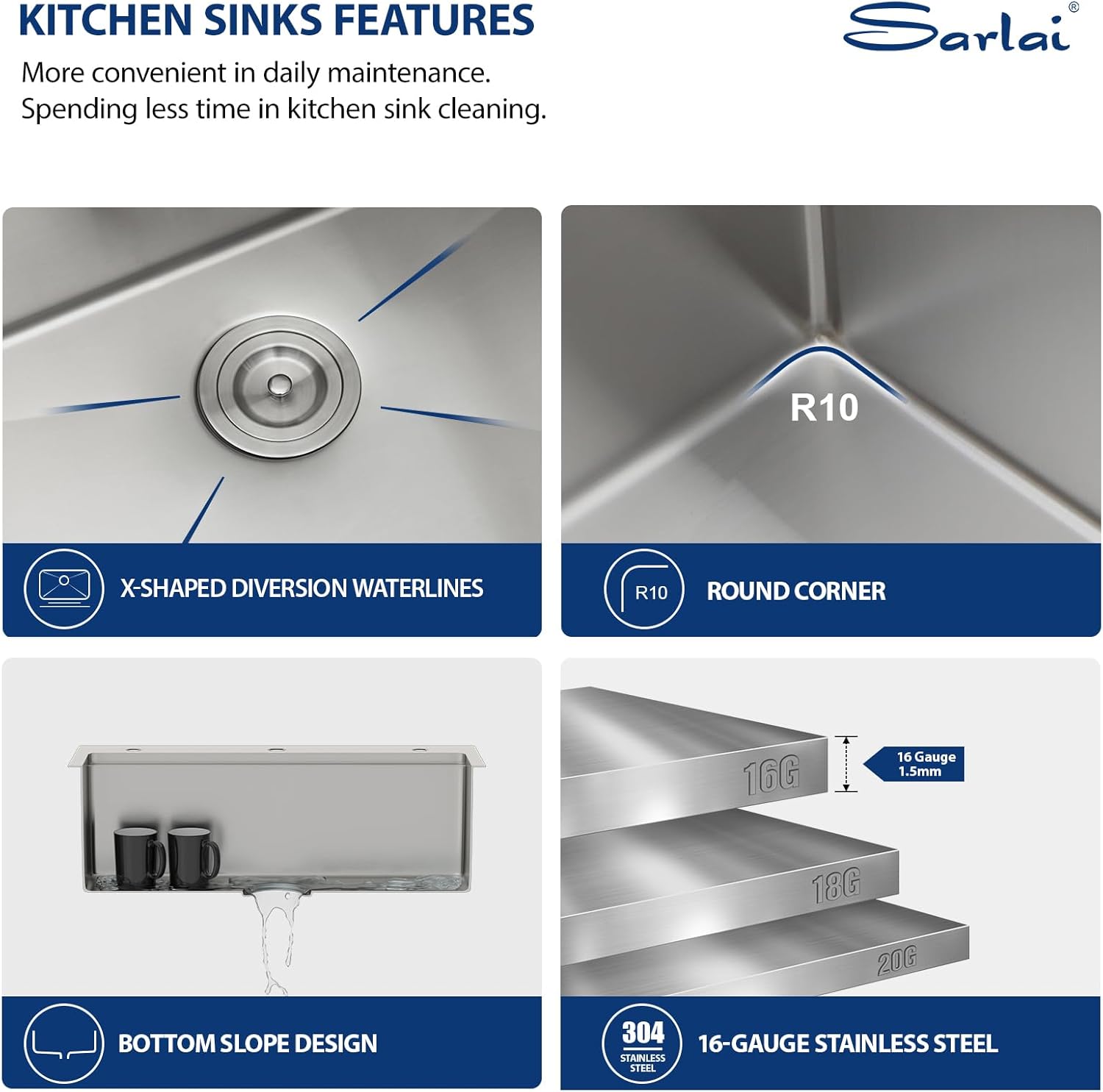 Sarlai Drop In Kitchen Sink with Faucet 28 Inch Topmount Kitchen Sink Ledge Drop Workstation 28x22 Topmount Single Bowl 16 Gauge Stainless Steel Sinks Basin with Cup Rinser&Soap Dispenser