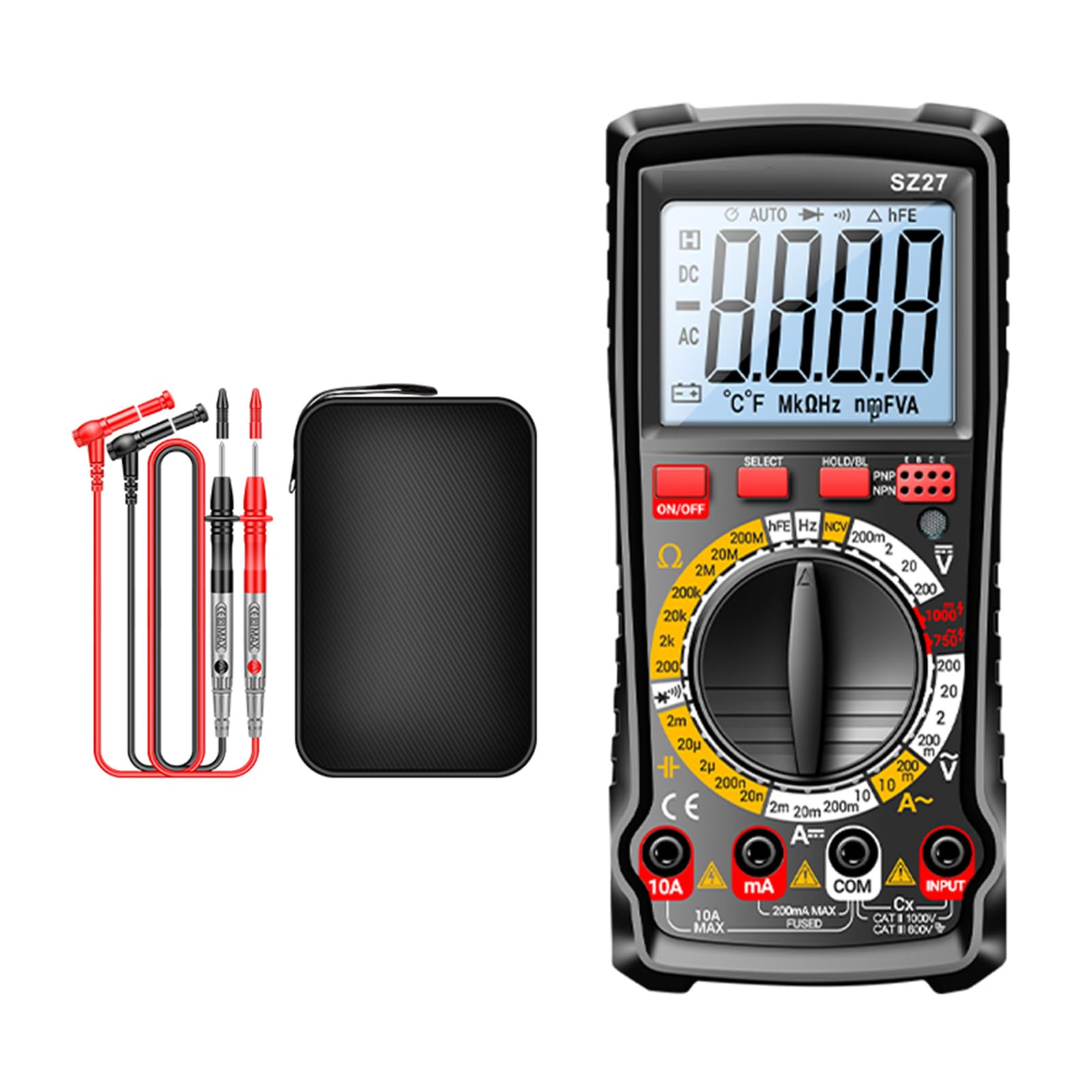 SZ27 Multimeter Tester with Data Hold Auto Off 1999 Counts Multitester High Precisions Diode Triode NCV Testing Tool Professional Electrician Tool
