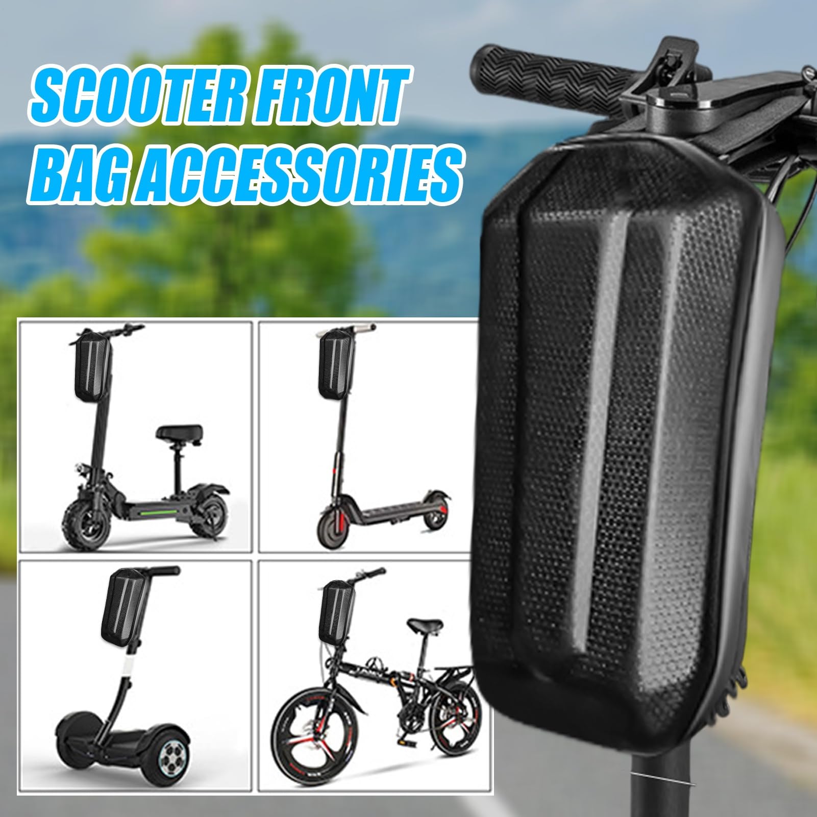 Sacchetto elettrico per scooter – Contenitore per sacchetti per scooter elettrico, 3 l, custodia rigida anteriore | per scooter elettrici, borse per il trasporto, borsa per scooter