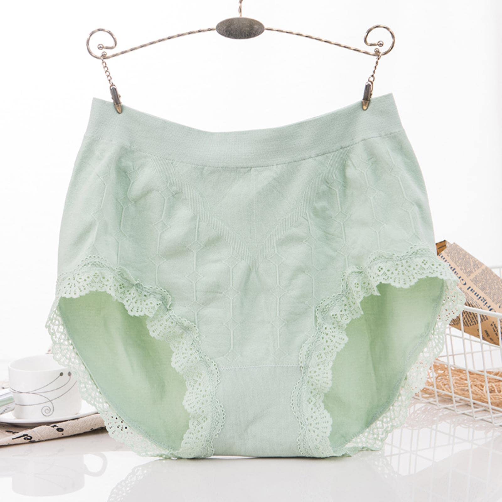 Pełne majtki 3 szt. super duży rozmiar bawełniane majtki damskie wysoki stan żakardowe oddychające majtki w dużych rozmiarach - khaki, XXXL 62,5-75 kg