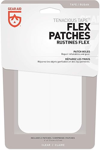 Miniatura 2 de GEAR AID Tenacious Tape - Parches flexibles para reparación de vinilo y tela, transparentes, dos parches de 3 x 5 pulgadas