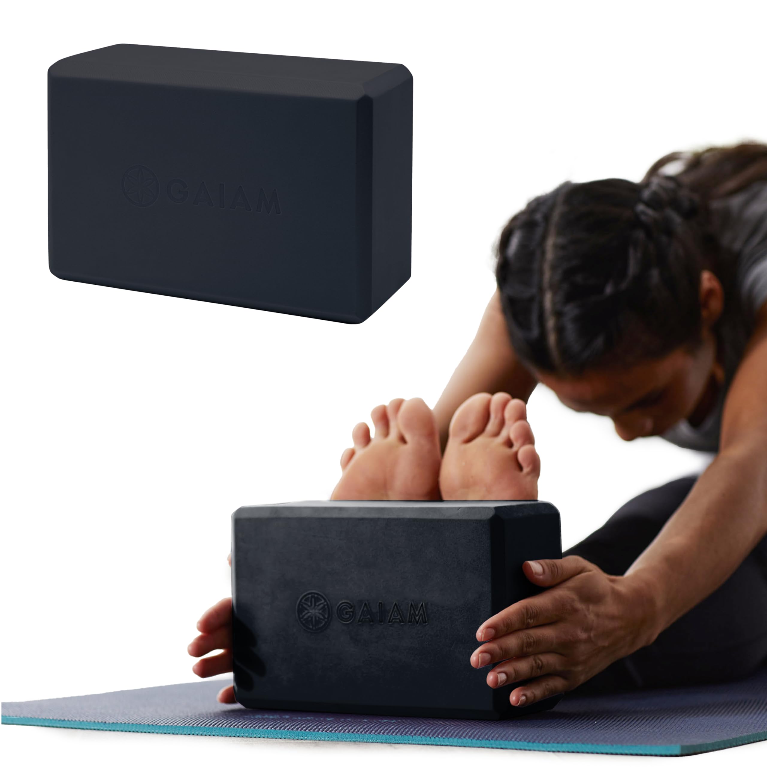 Gaiam Yoga Block - Supportive Latex-Free EVA Foam Soft Non-Slip Surface for Yoga, Pilates, Meditation (Black), 1 EA