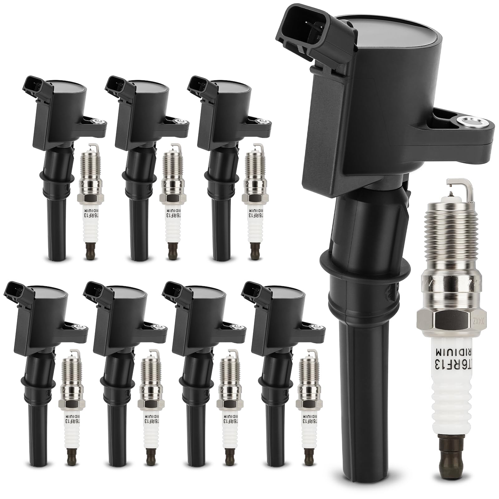 DG508 Ignition Coil & SP479 Double Iridium Spark Plug for Ford F150 F250 F350 E150 E250 E350 Expedition Mustang Lincoln Mercury 4.6L 5.4L Replaces#DG491 FD503 DG457 DG472 1L2U12029AA C1454 C1417 FD503