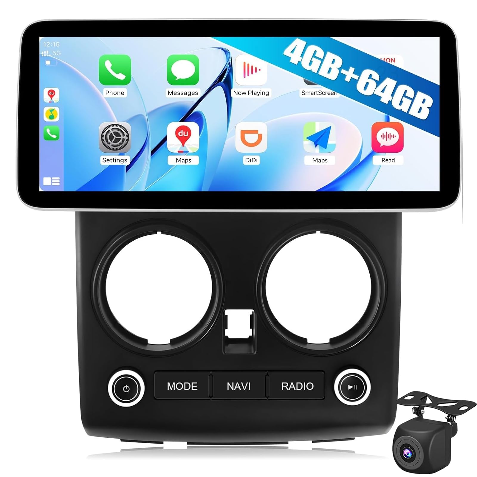 Radio Samochodowe Stereo Do Nissan Qashqai 2006-2013 Z 12,3-calowym Ekranem Dotykowym HD IPS Radiem Z Wireless CarPlay Android Auto Nawigacją GPS Bluetooth Mirrorlink FM/RDS SWC EQ I Kamer(Color:M100)