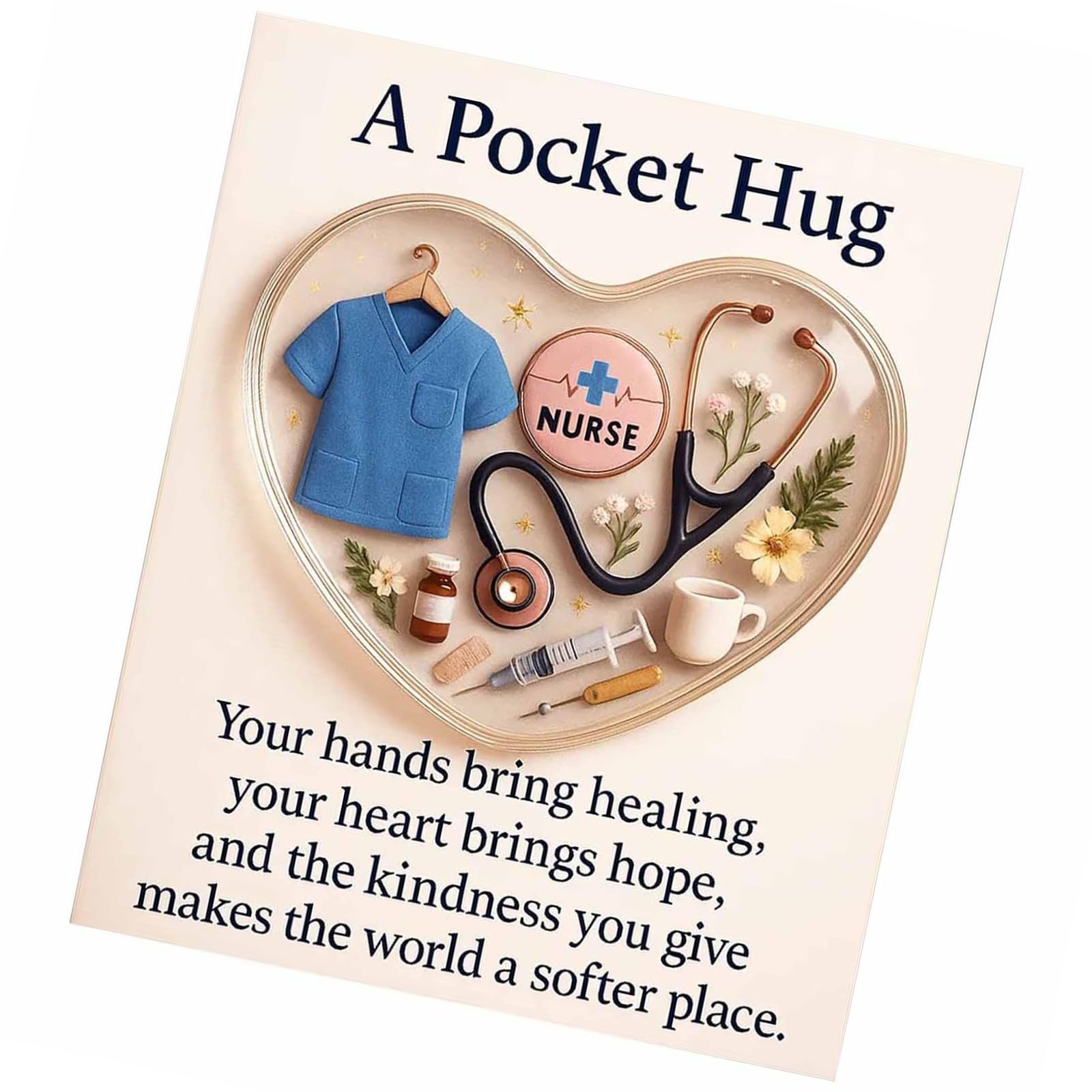 hogtnd Elegant Nurse Hug, Acrylic Motivational Souvenir, Portable Inspirational Card for Birthdays and Anniversaries, Wedding Card