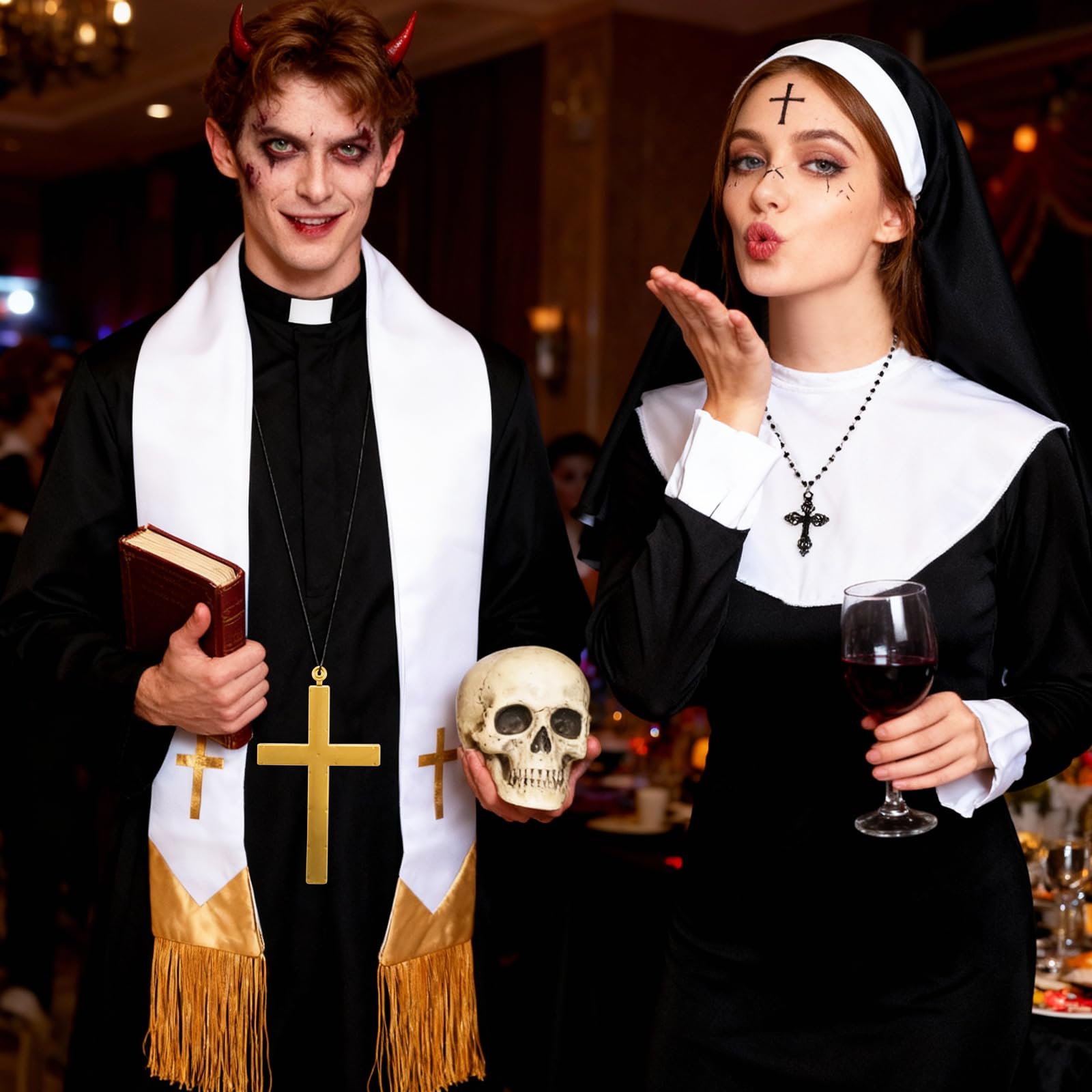 XEPST 5PCS Halloween Religious Couples Costumes Accessories - Image 4