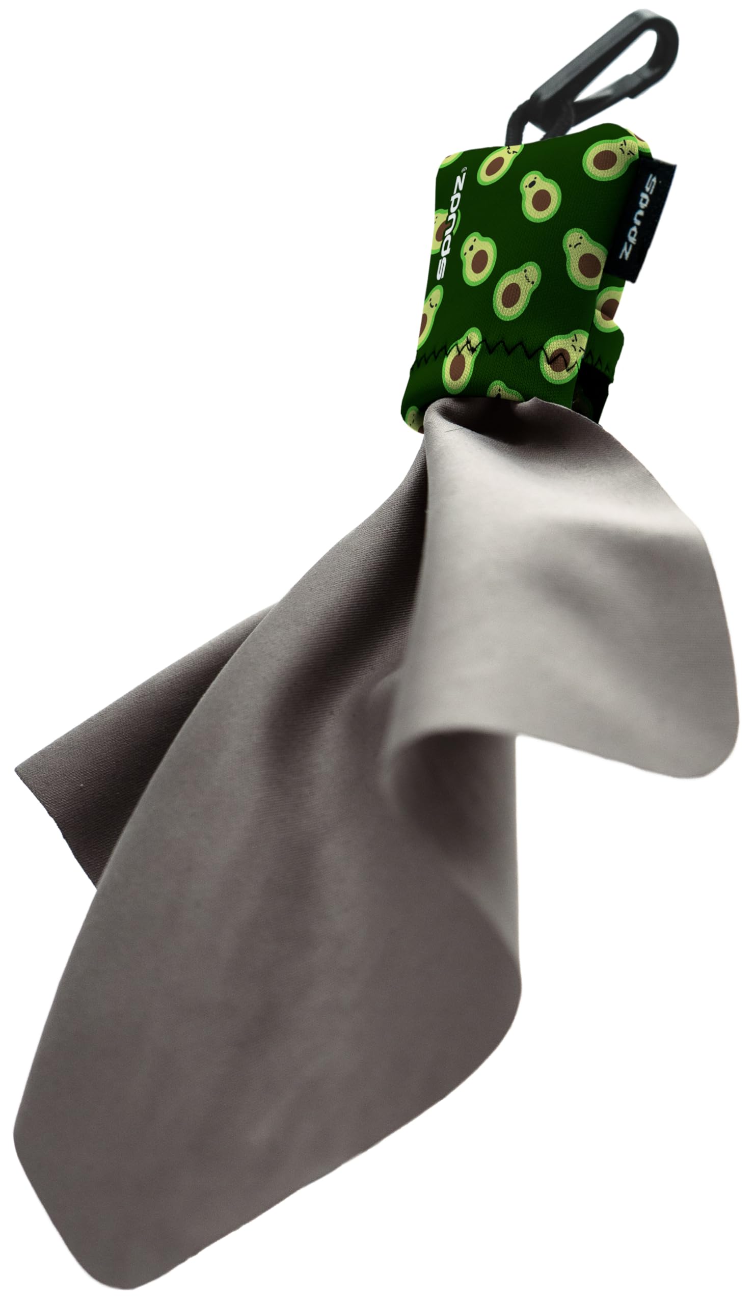 SPUDZ Ultra Microfiber Lens Cleaner – Closable Pouch, Clip-On, Washable – for Optics, Scopes, Glasses | Avocado, 6 x 6 Inch