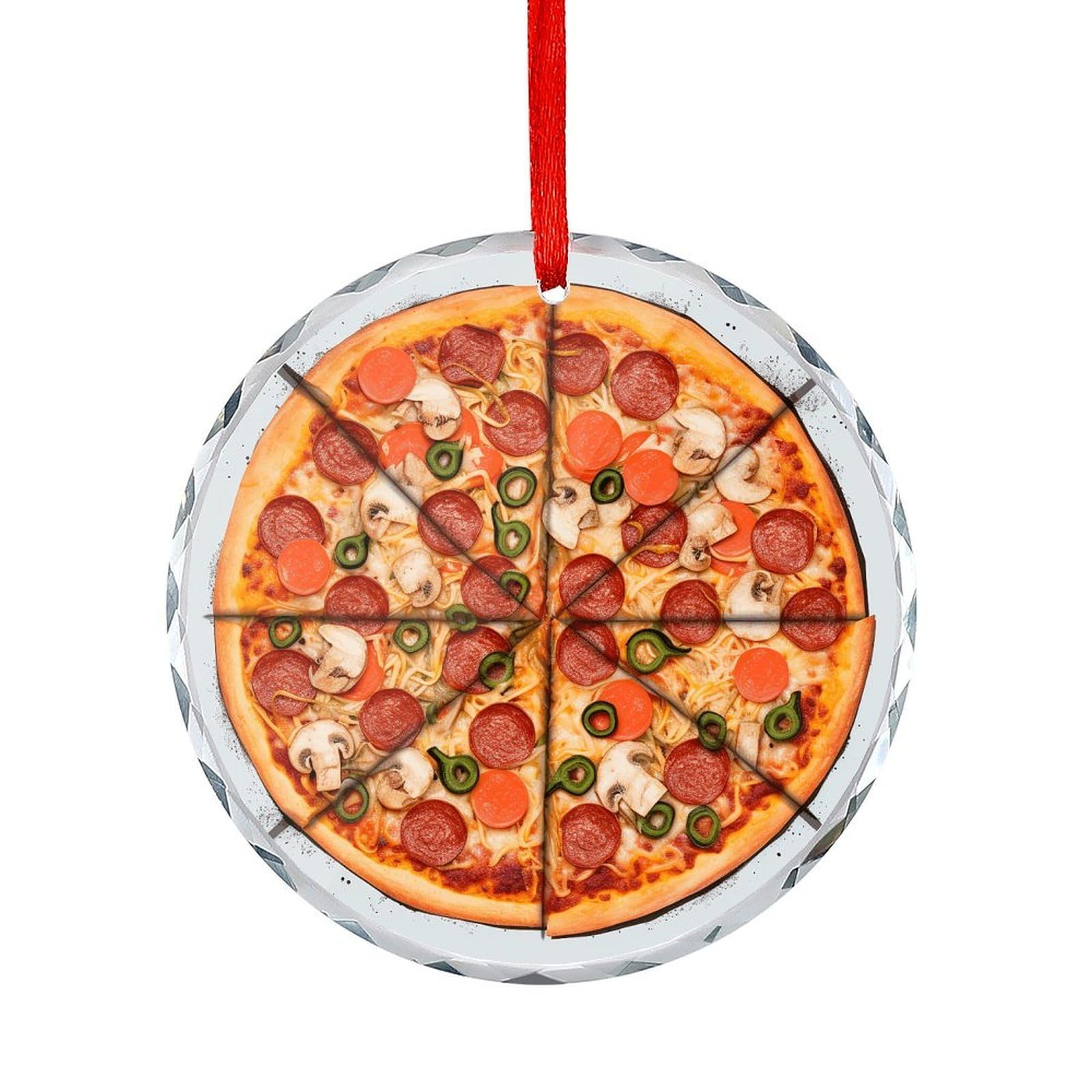 Btcowzrv Style I Love Pizza Round Ornament Hanging Pendant Decor