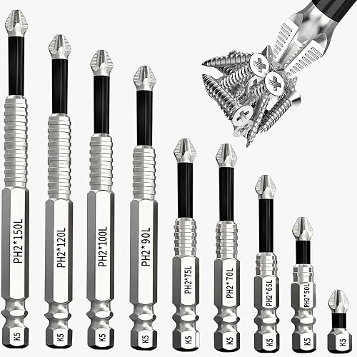 9pcs Strong Magnetic Screwdriver Drill Bit Set, Durability Screwdriver Drill Bit Set, Anti-Slip Magnetic Electric Screwdriver Set, 25 50 65 70 75 90 100 120 150mm