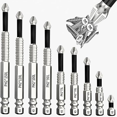 9pcs Strong Magnetic Screwdriver Drill Bit Set, Durability Screwdriver Drill Bit Set, Anti-Slip Magnetic Electric Screwdriver Set, 25 50 65 70 75 90 100 120 150mm