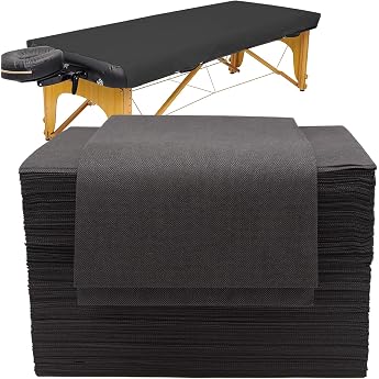 50 pcs Disposable Bed Sheets Disposable Massage Loungers Edition Black Disposable Layer Spa Salon Nonwoven Fabric 80 x 180cm