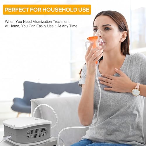 Miniatura 2 de Nebulizador para adultos y niños, nebulizador portátil para viajes y uso doméstico, nebulizador ultrasónico con boquilla, mascarillas para adultos y