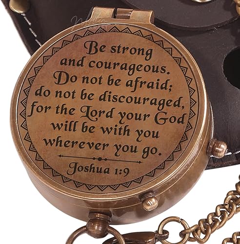 Engraved Brass Pocket Compass - First Communion, Baptism & Confirmation Gifts for Boys, Girls & Men - Catholic Christian Easter Gifts for Kids