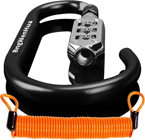 Candado para casco de motocicleta, estilo mosquetón, con bloqueo de casco más cable de recordatorio brillante de 8 pies, para motocicleta, scooter,