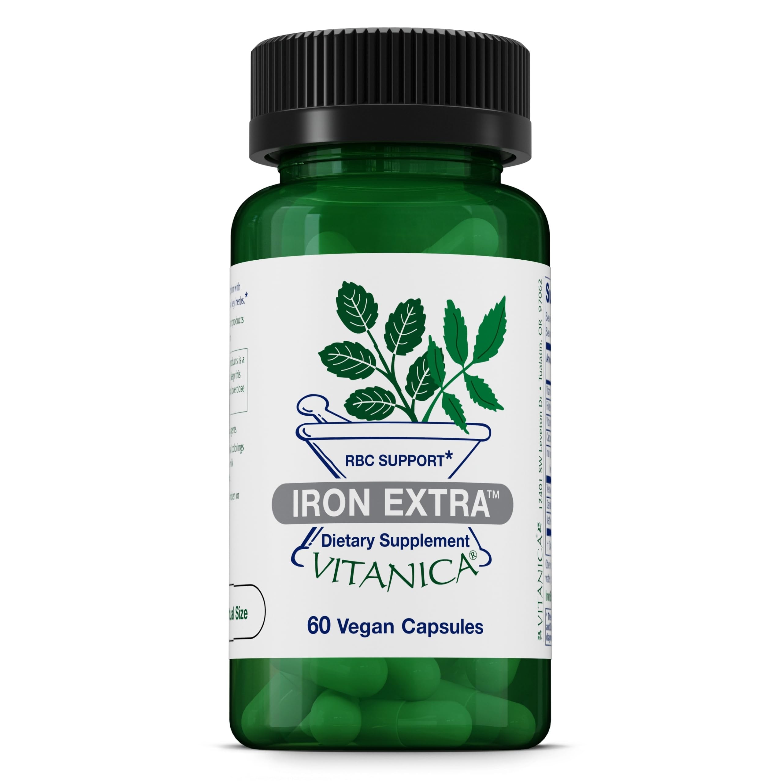 Vitanica Iron Extra, 25 mg Elemental Iron Bisglycinate, Vegan, 60 Capsules
