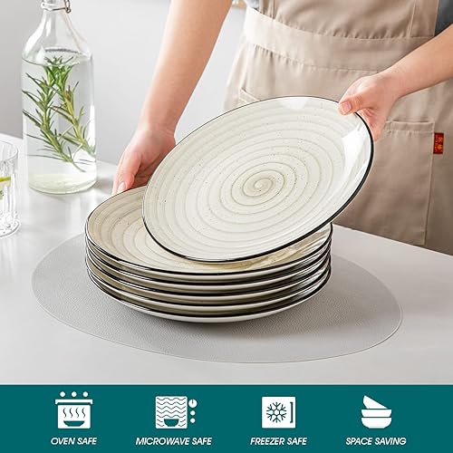 Miniatura 4 de vancasso Bonbon - Juego de 6 platos llanos de cerámica de 10.5 pulgadas, platos grandes para cocina, microondas y lavavajillas, cuencos de servir,