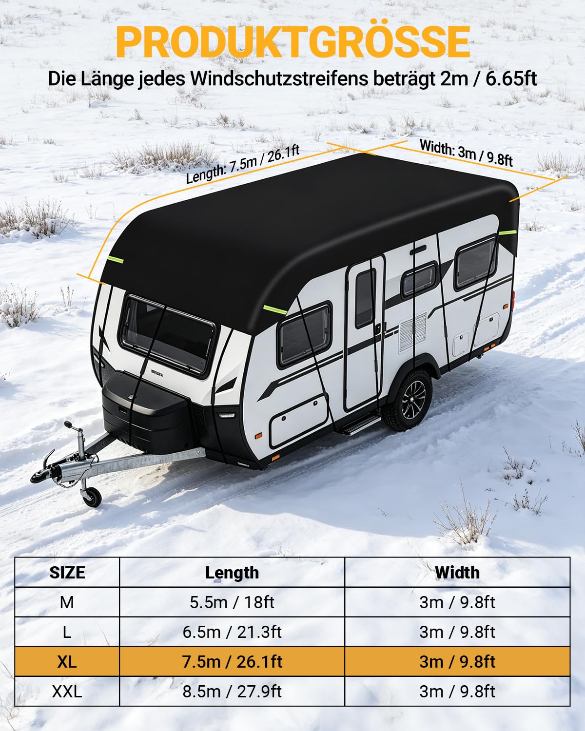 7,5x3m Wohnwagen Abdeckung Wasserdicht,210D Oxford Abdeckplane Wohnmobil Dachabdeckung für Wohnwagen Reißfest Schützt vor UV Regendicht