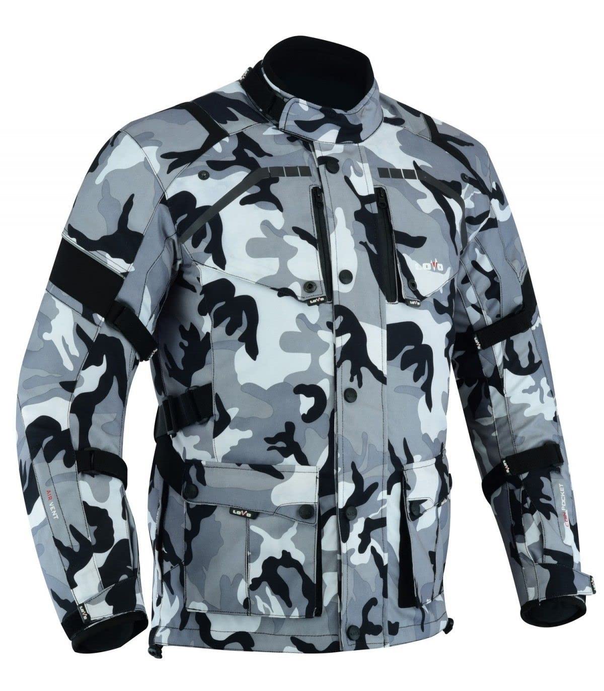 LOVO - Chaqueta Moto Hombre 4 Estaciones 3/4 - Cazadora Moto Hombre Impermeable y Transpirable Ideal para Todas las Estaciones - Ropa Moto Verano e Invierno - Alta Protección y Longitud 3/4