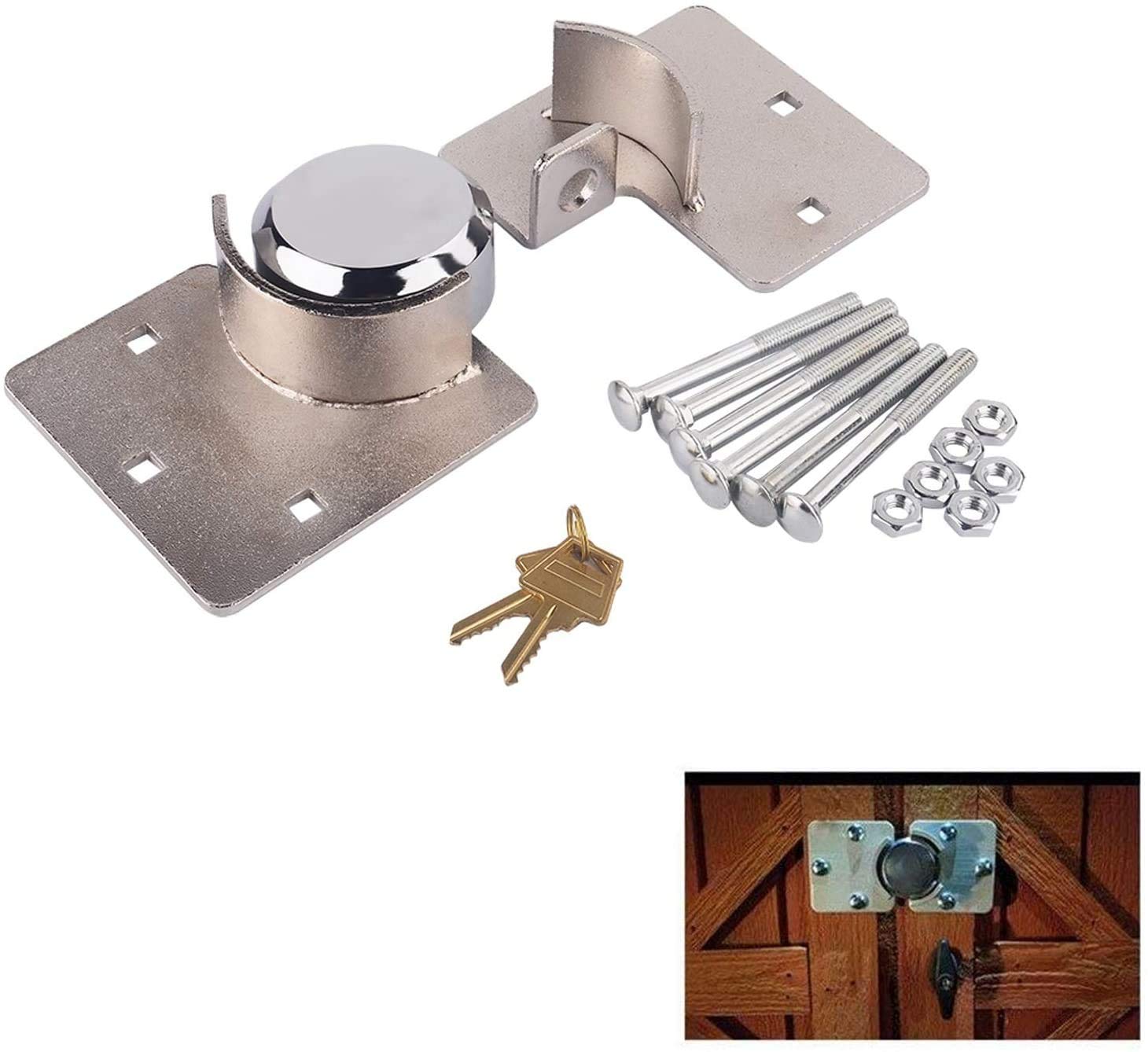 GOTOTOP Sicurezza Hasp Grillo, serratura per furgone resistente 73 mm in acciaio con bullone Hasp lucchetto, serratura per rimorchi, camper, furgoni, distributori automatici e edifici di stoccaggio