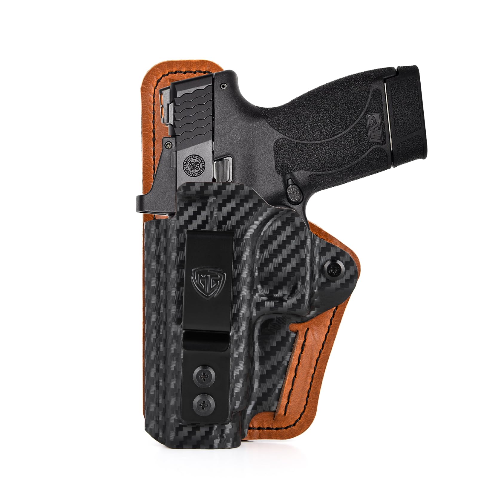 M&P Shield/Plus Holster with Comfort Foam Pad, IWB Kydex and Leather Hybrid Holster for Smith and Wesson M&P Shield 9mm/40, S&W M&P Shield Plus Pistol, Appendix Carry Holster for Concealed Carry
