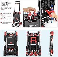 Vista 4 de Carro de mano plegable de 330 libras, de transporte resistente, combinación de cuatro ruedas y dos ruedas convertible carrito Dolly con mango