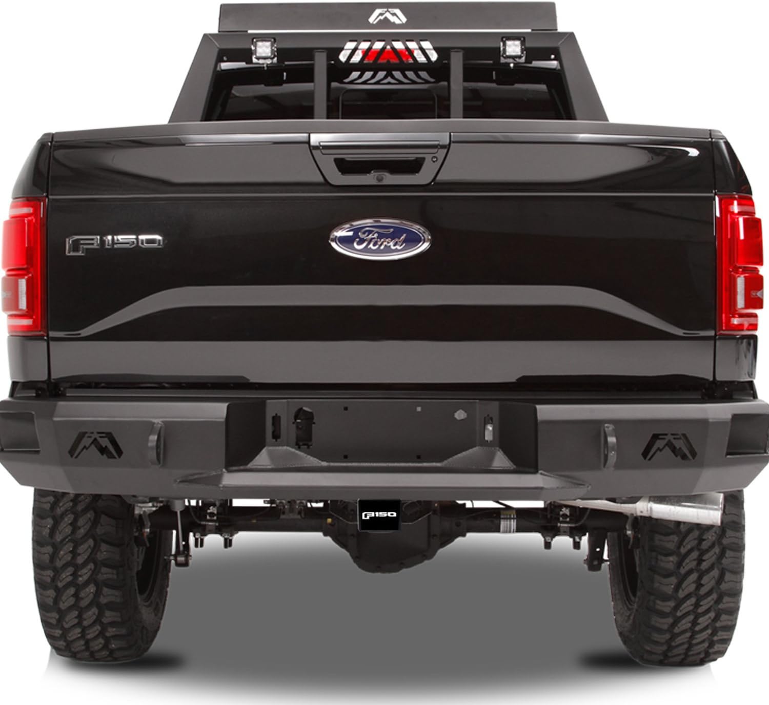 iPick Image for Ford F-150 New UV Graphic Black Plate on ABS Plastic 2 inch Tow Hitch Cover - Official Licensed