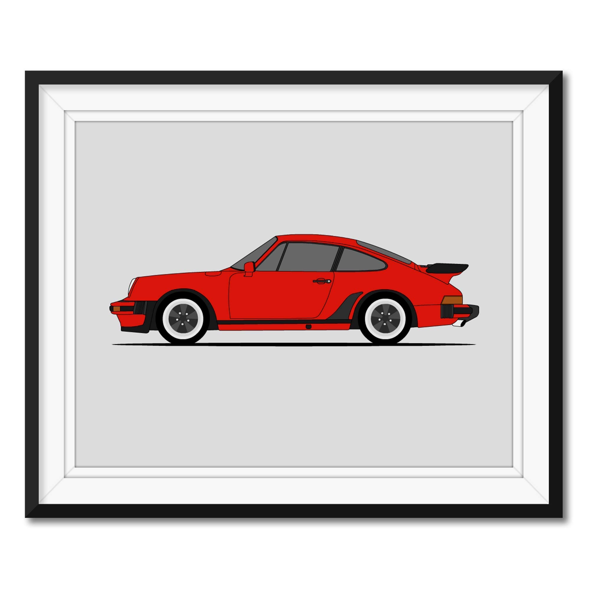Porsche 911 Turbo (1975-1984) 930 (Side Profile) - 8x10" Satin Print (Unframed) - Print Wall Art Decor Handmade - Gift Car Enthusiast