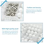 1670pcs White Pearl Beads with Rivet Studs, Pearl Setting Machine Accessories 5 Size no Holes Pearl Beads for DIY Crafts and Decoration
