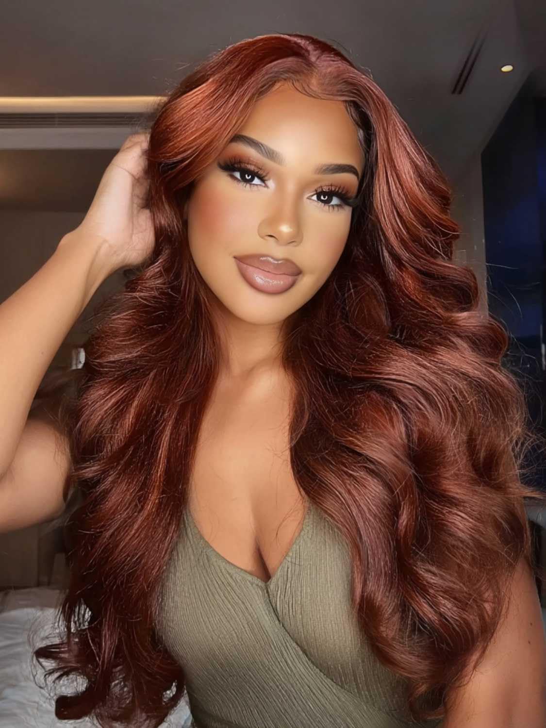 Beauty Forever Pre Everything Glueless Front Balayage Highlight Body Wave Curtain Bangs Glueless Wigs Human Hair Pre Plucked Pre Cut 13x4 Loose Wave Bye Bye Knots Ready to Wear Frontal Wig 18 inch — view 14