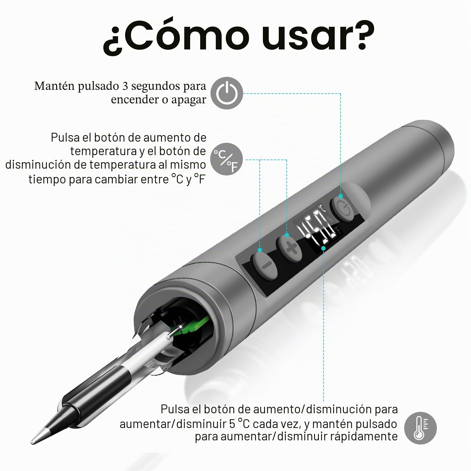 diymore Kit de soldador inalámbrico USB-C con pantalla LCD, temperatura ajustable de 180 ℃ a 450 ℃, bolígrafo de soldadura portátil recargable para reparación de electrónica, proyectos de bricolaje
