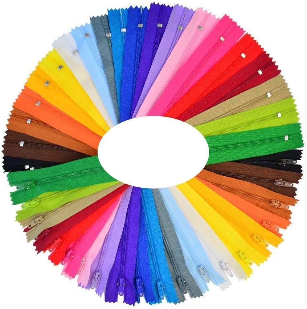 Resin Zipper,50 Pieces Nylon Coil Zippers,9 Inch Colorful Sewing Zippers Supplies for Sewing and Crafts 25 Colors