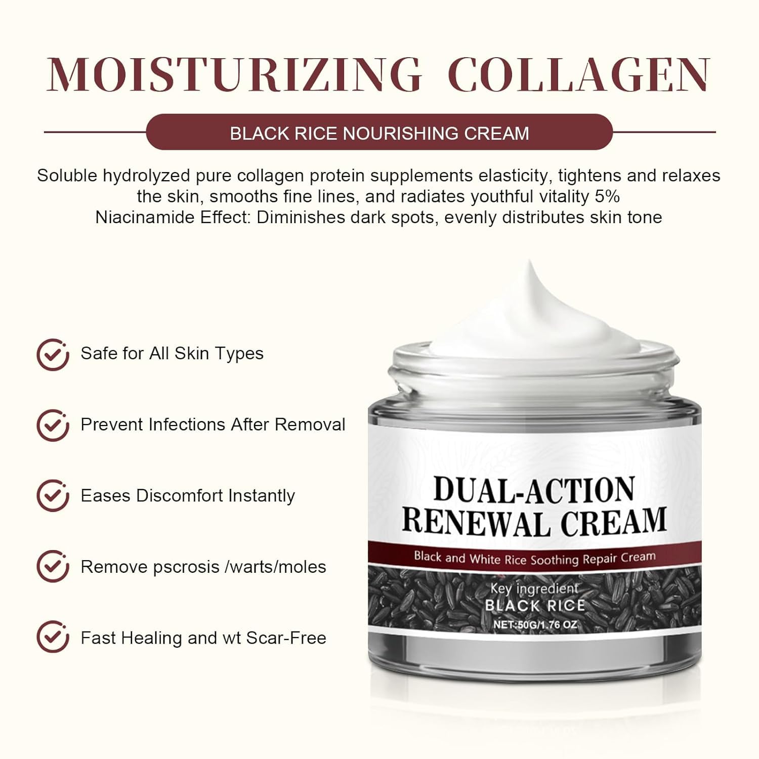 Keratin Erase Dual-Action Renewal Cream – Black & White Rice Soothing Repair Moisturizer, Hydrating Body Serum, Anti-Aging, Hydrating, Natural Ingredients for All Skin Types 2PCS - Image 2