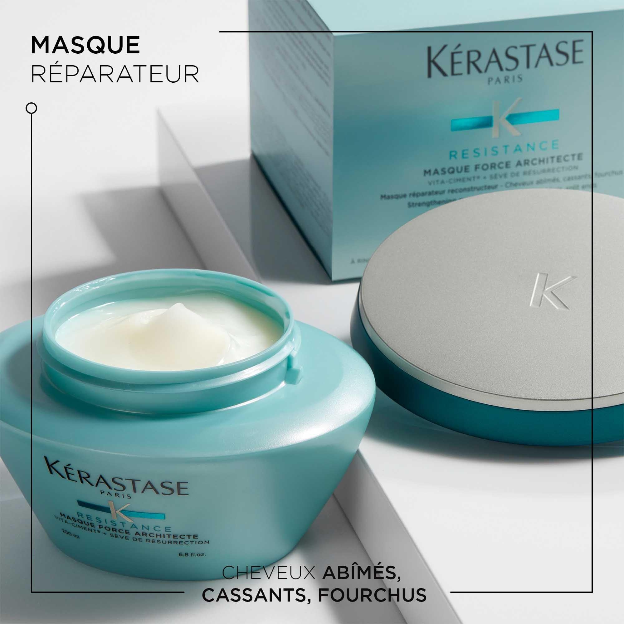 KÉRASTASE Résistance - Routine Force Architecte Pour Cheveux Abîmés - Renforce & Protège - Technologie VITA-CIMENT & Sève de Résurrection - Shampoing + Masque