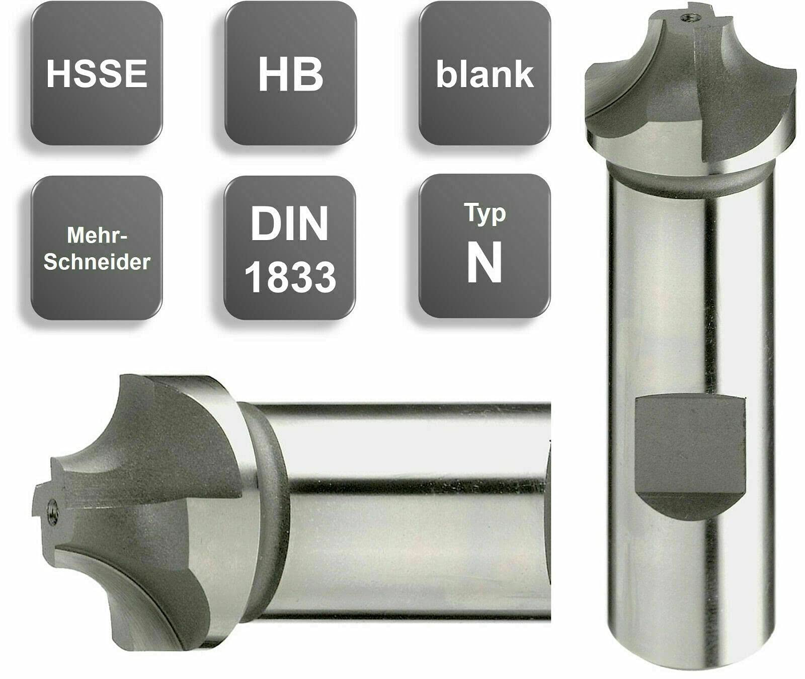 HSSE Viertelrund-Radiusfräser, R1 - R20 Profilfräser DIN 6518, Z=4/6 TOP NEU HB, Größe: R1 x 8 x 60 - d2=10 mm Z=4