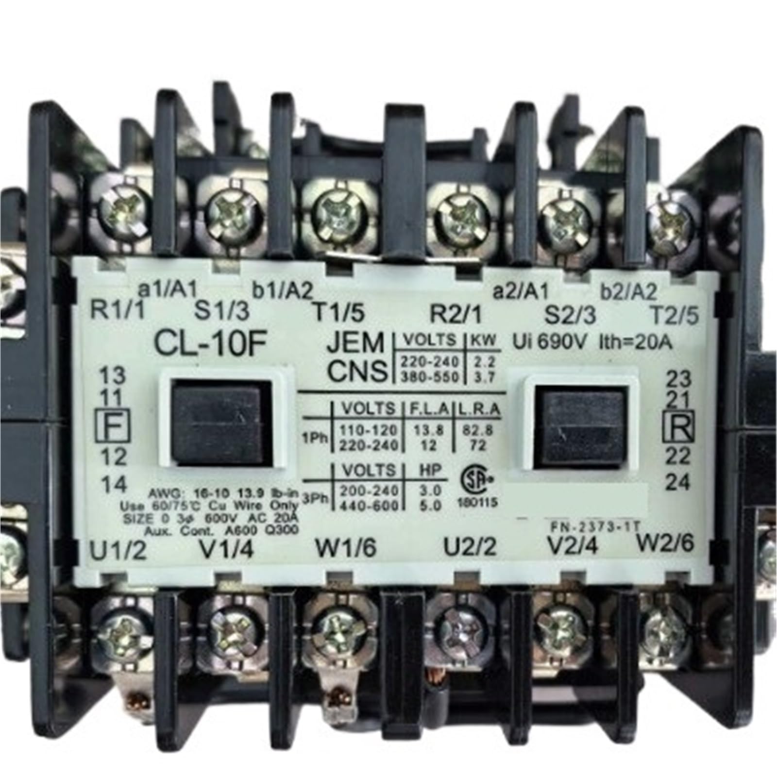 FPJQOBJC AC Contactor CL-10F 3A1a1b 220V 50/60HZ Reversible