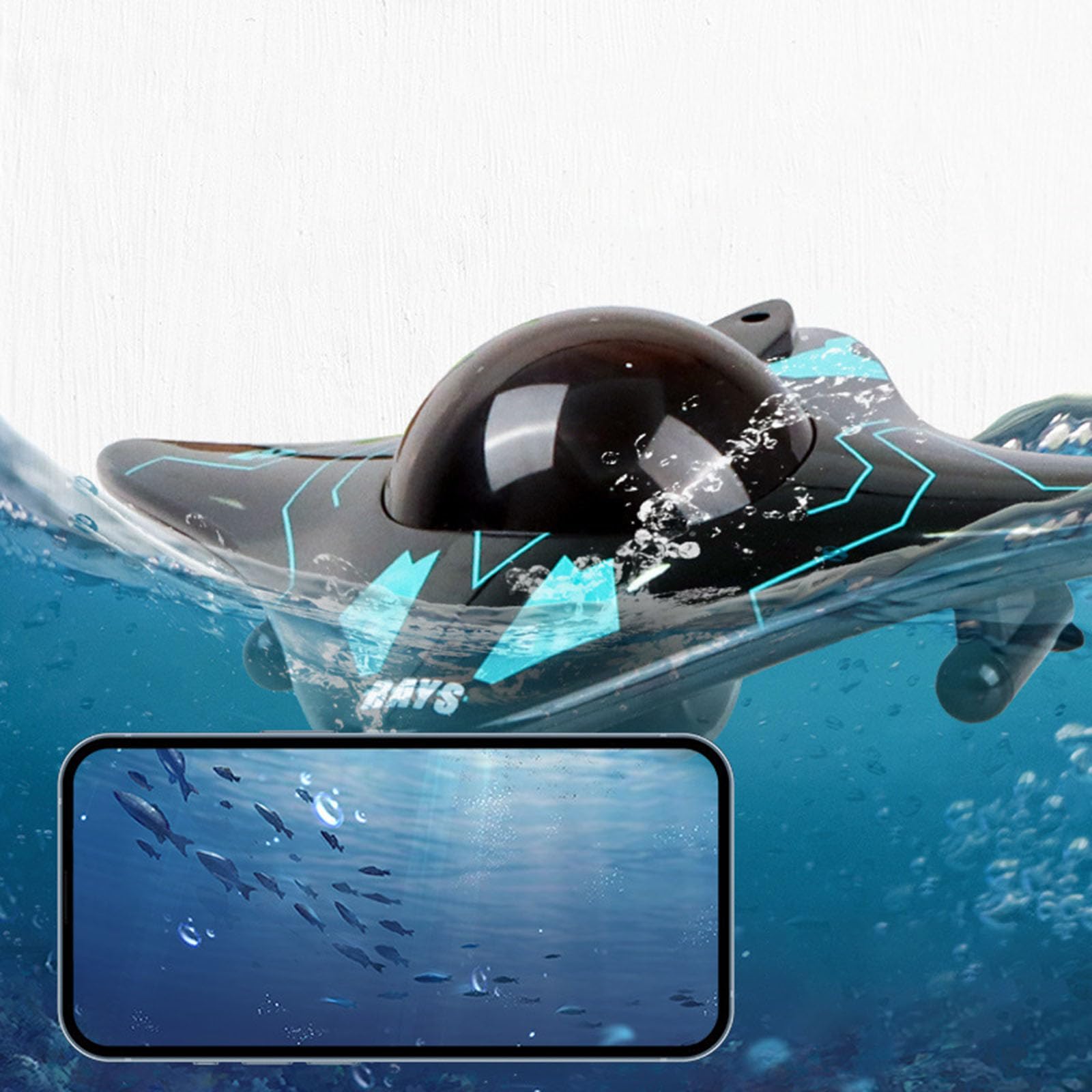 Drone Subacqueo per Barca Telecomandata Con Trasmissione in Tempo Reale, Giocattoli Subacquei, Barca Rc Con Fotocamera 480p, Controllato Entro Un Raggio Di 100 Piedi