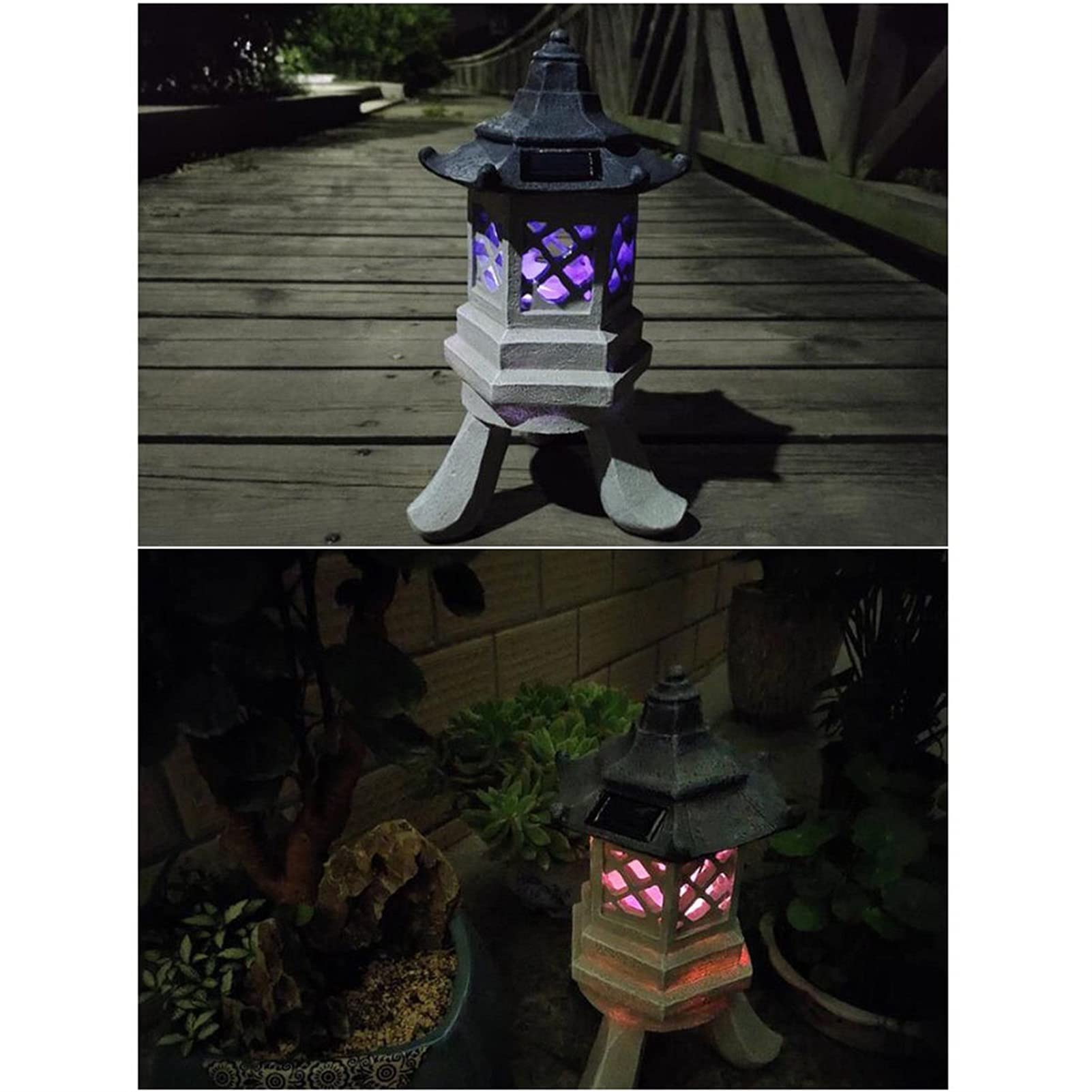Statua Lanterna Pagoda Solare Lampada da Giardino a LED ad energia Solare da 12,6 Pollici con Sette modalità di Luce, Perfetta per l'arredamento del Giardino Zen e Gli Ornamenti da Esterno