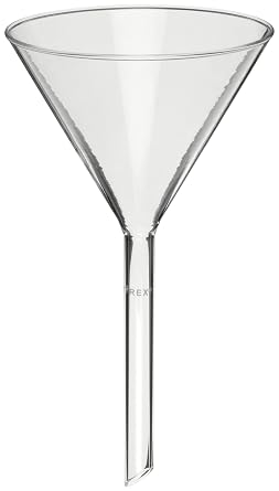 Corning Pyrex 6100-6 Borosilicate Glass Plain Funnel, with Long Wide Stem, 147mm Diameter Pack of 6