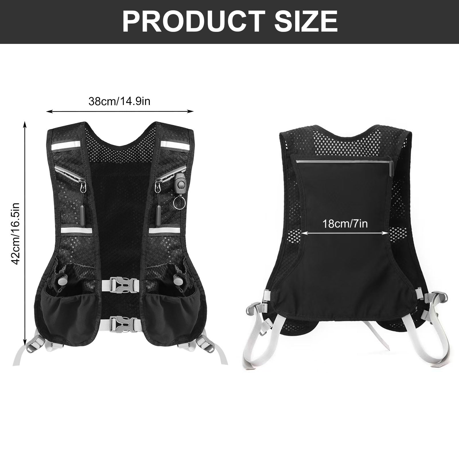 Chaleco de Correr para Mujeres y Hombres, Chaleco Hidratacion Trail Running con 6 Bolsillos, Ligero Chaleco de Hidratación para Andar en Bicicleta Correr en Senderos Maratón
