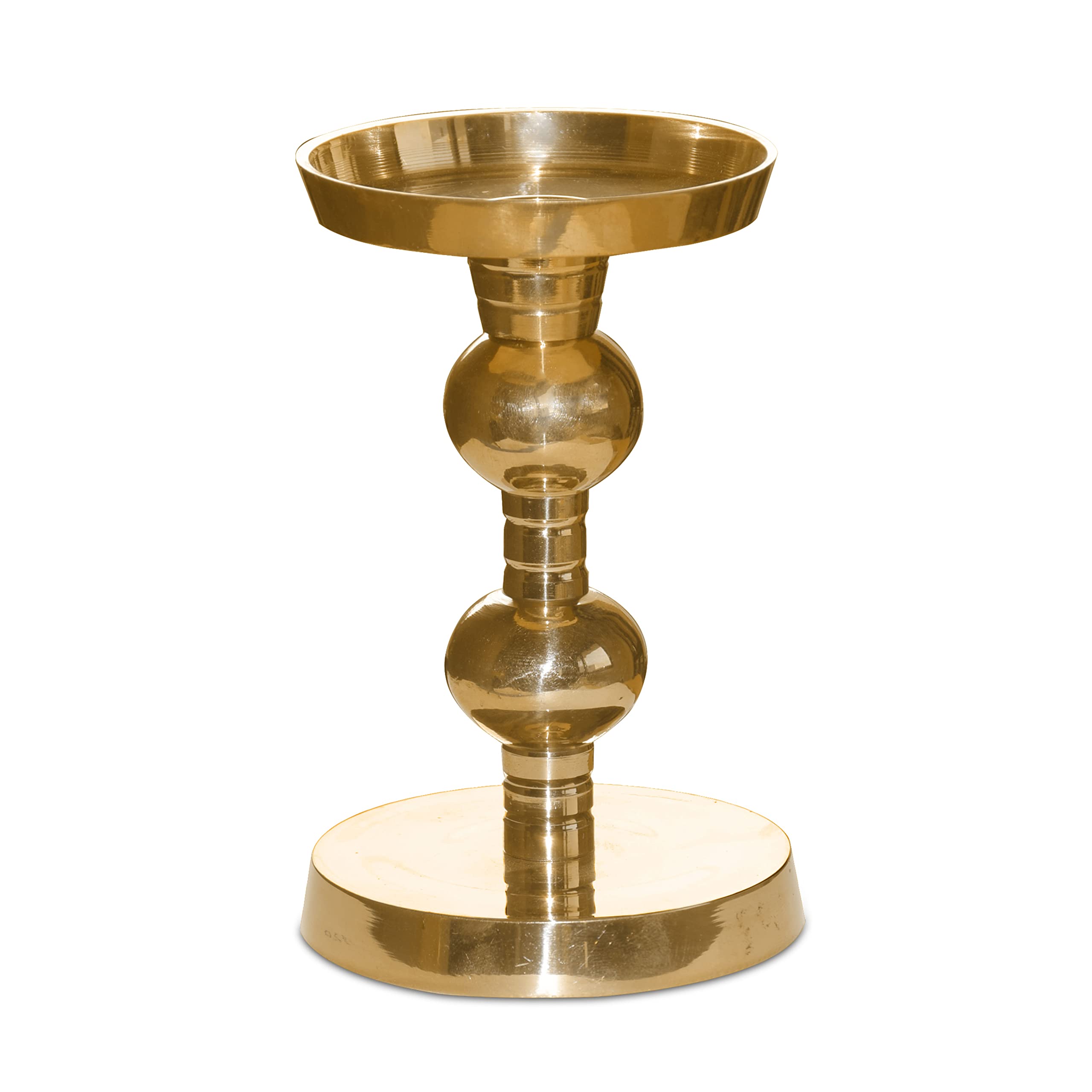 Pure Source India Heavy Weight Brass Tapper Candle Holder | Pillar Candle Stand, 5.5 inch, 1 Piece, Gold-image-4