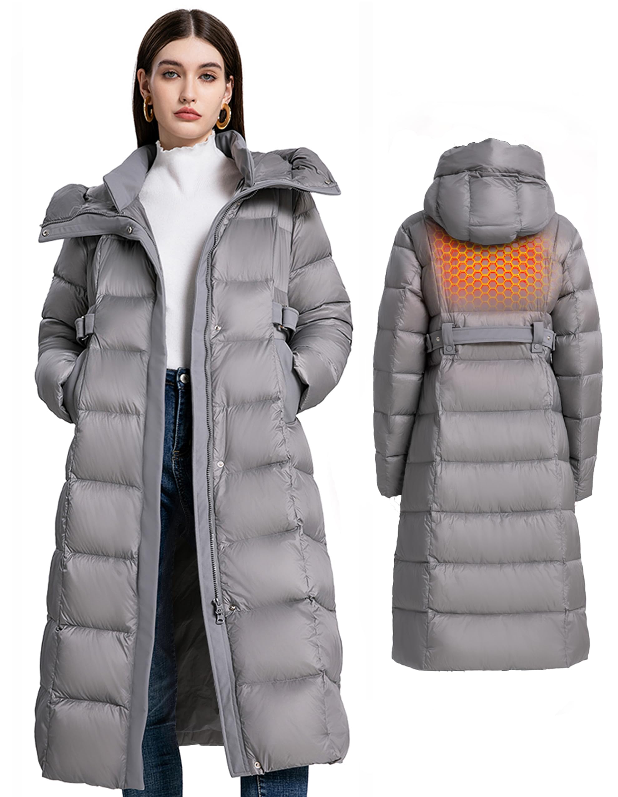Women's Winter Full Length 800 Fill Duck Down Coat,Plus Size Long Puffer Jacket Parka for Ladies,Hooded,Thickened-image-42