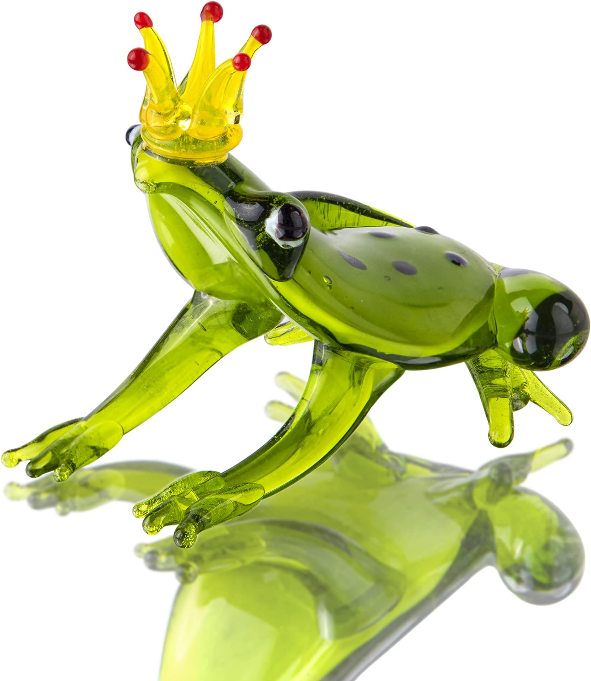 H&D HYALINE & DORA Hand Blown Frog Figurine,Art Glass Miniature Animals,Glass Frog Ornament Collectible Gift