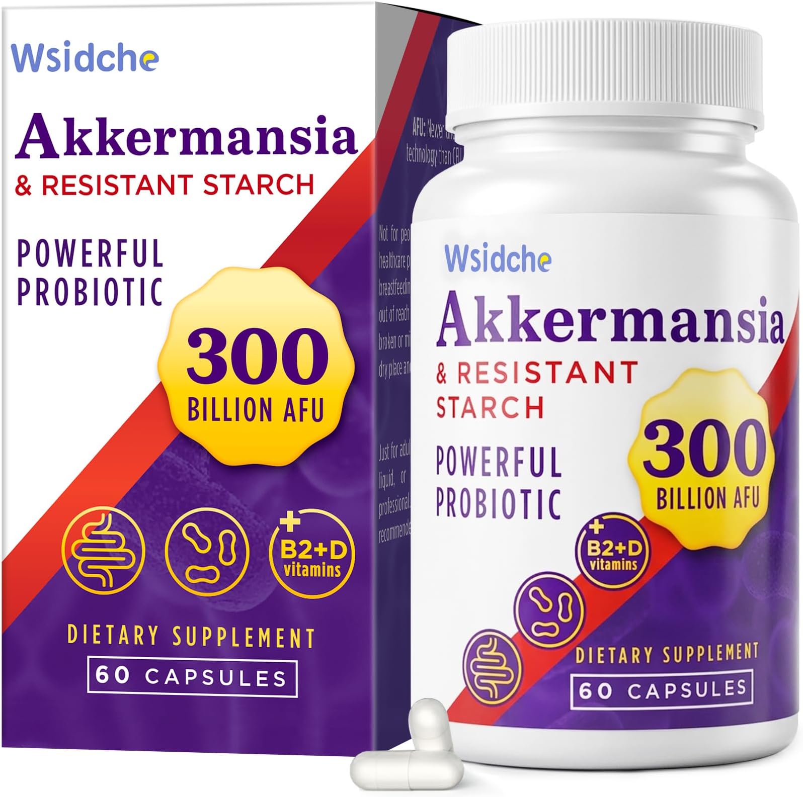 300 Billion AFU Akkermansia Probiotic | supplement for Women & Men, Akkermansia Muciniphila for Akkermansia, Digestive, Gut, Immune, Enhances Gut Digestive Lining function, Akka Superbiotics - 60 Caps