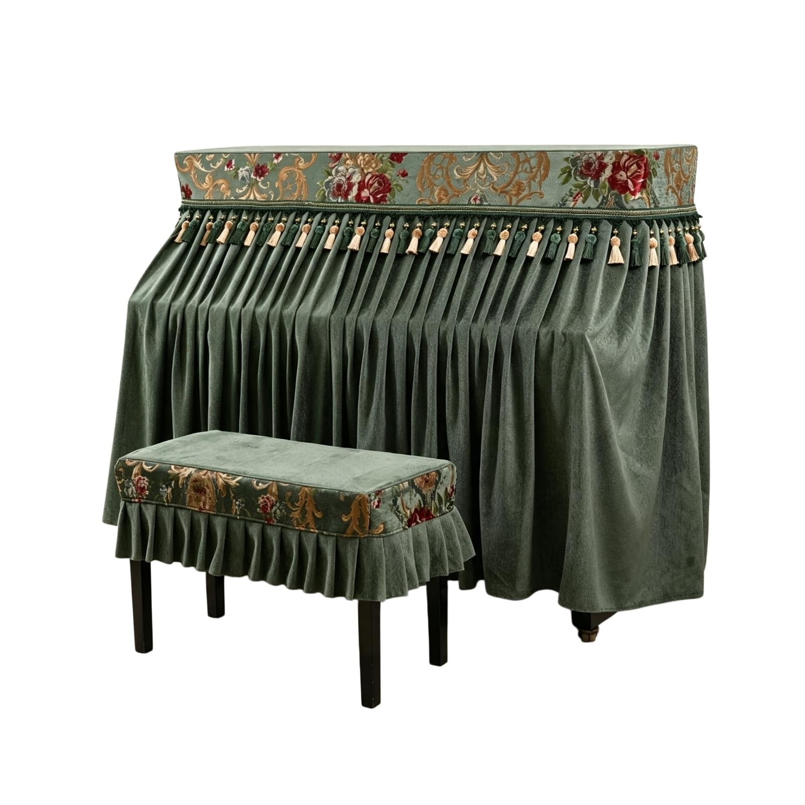 Copertura for pianoforte Copertura antipolvere di dimensioni standard for pianoforte verticale, stile europeo, verde(Single bench)