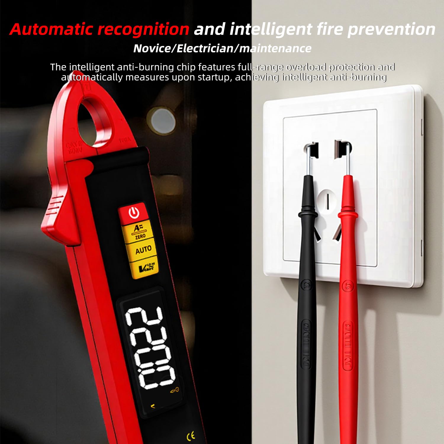 BSIDE UX1 - Pinza di corrente 1 mA DC AC, multimetro amperometro DC AC, amplificatore 6000 conteggi, voltmetro digitale, capacità temperatura, resistenza, tester di tensione