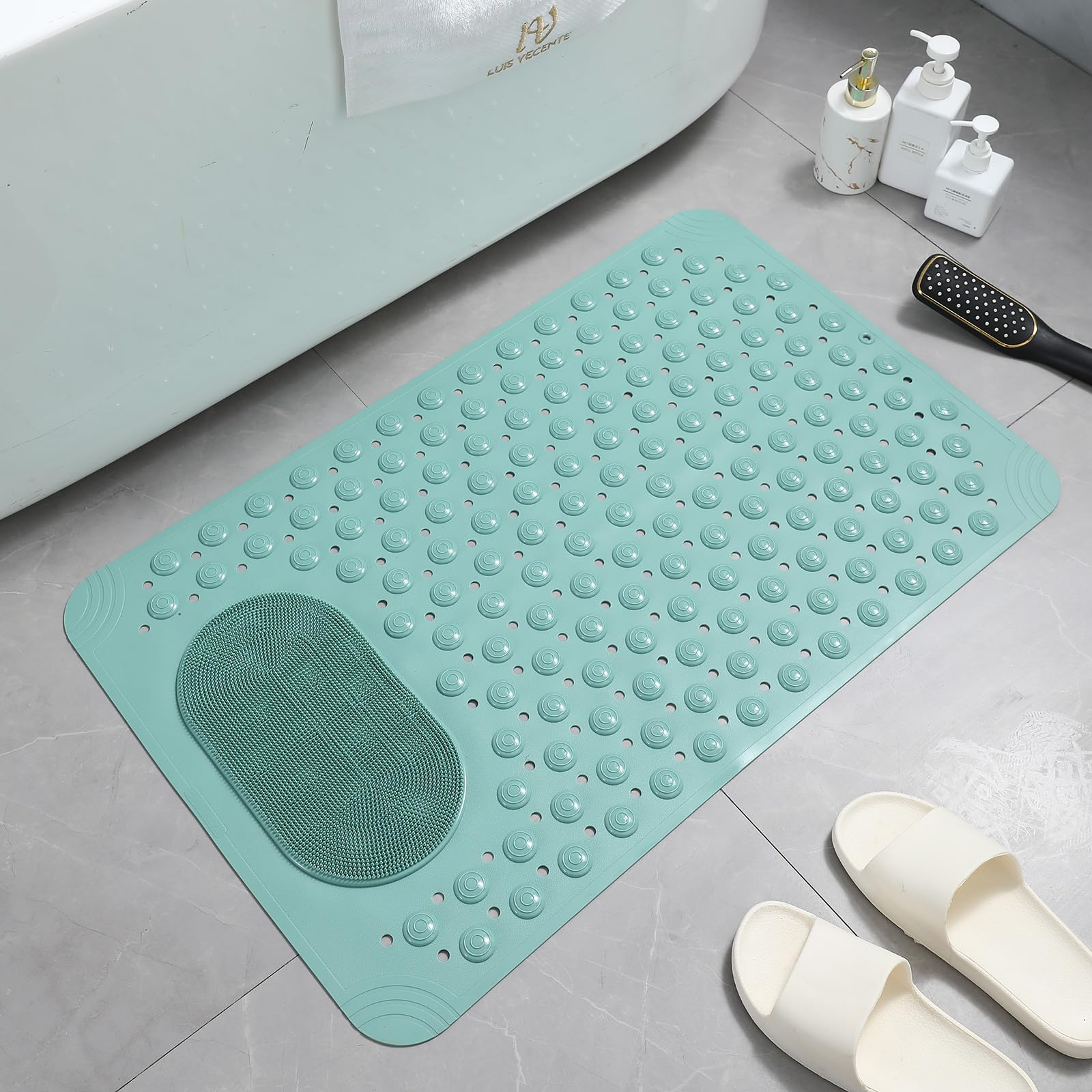 Tapis de bain en PVC antidérapant avec trous de drainage et base antidérapante pour zone humide