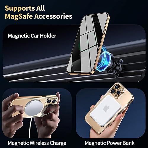 Miniatura 10 de Funda magnética de privacidad para iPhone 13 Pro con anillo de metal CD y bloqueo desplegable automático compatible con MagSafe protección de lente